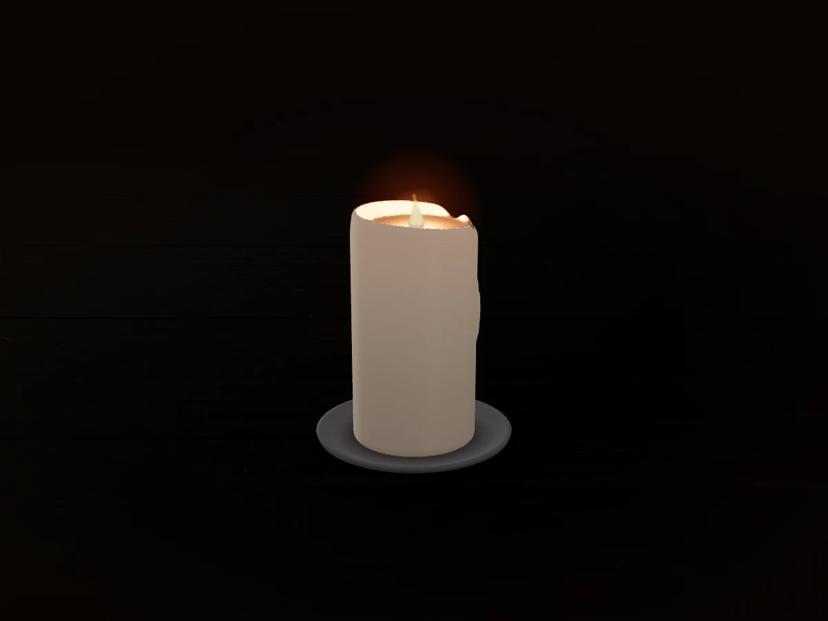 A candle shaped and lit in the candle maker.
